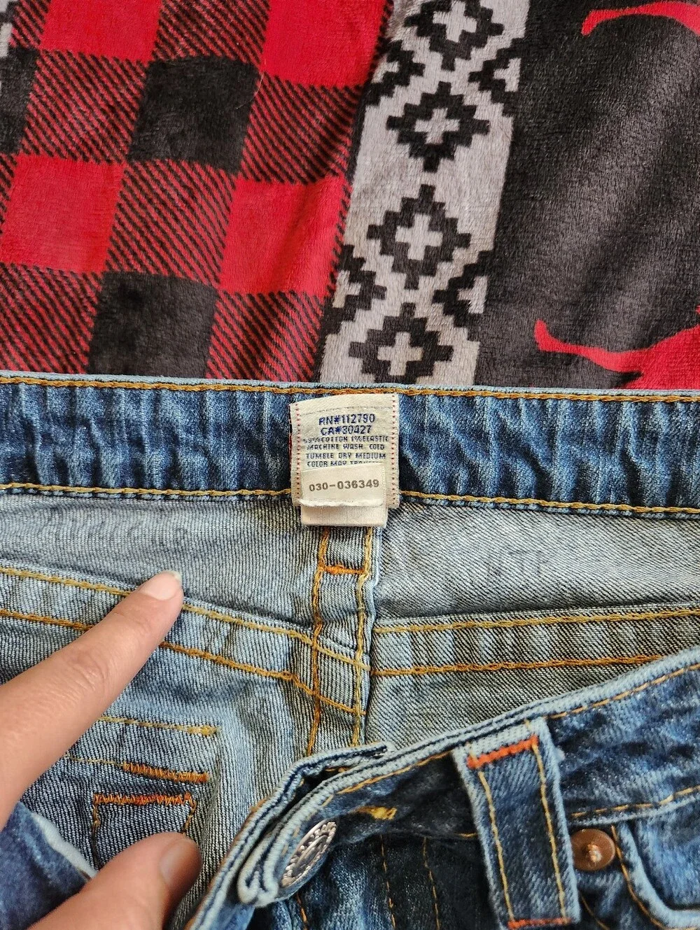 True Religion Joey Low Rise Flare Jeans Signature Stitch Size 29 Y2K USA - Picture 8 of 12